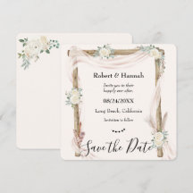 Boho Cream Floral Wedding Arch Save the Date