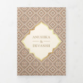 Boho Cream Geometric All in One Indian Wedding Dreifach Gefaltete Einladung (Cover)
