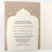 Boho Cream Geometric All in One Indian Wedding Dreifach Gefaltete Einladung (Innen Erste Seite)