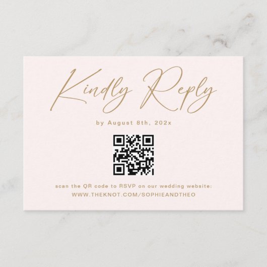 Boho Cream Neutral Wedding RSVP Qr Code Begleitkarte (Vorderseite)