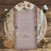 Boho Cream Rose Brown Dinner All In One Einladung