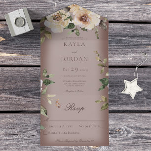 Boho Cream Rosen Braun Kein Abendessen All In One Einladung