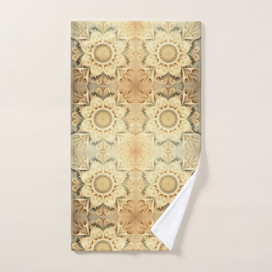 Boho Cream Swirl Herz Design Handtuchdesign Set (Handtuch)