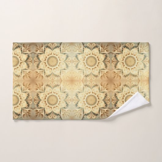 Boho Cream Swirl Herz Design Handtuchdesign Set (Handtuch)