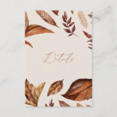 Boho Cream & Terracotta Blätter QR Code Wedding Begleitkarte (Vorderseite)