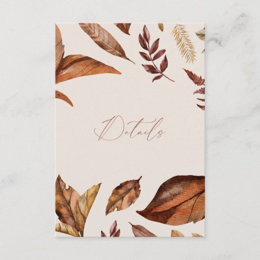 Boho Cream & Terracotta Blätter QR Code Wedding Begleitkarte (Vorderseite)