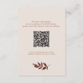 Boho Cream & Terracotta Blätter QR Code Wedding Begleitkarte (Rückseite)