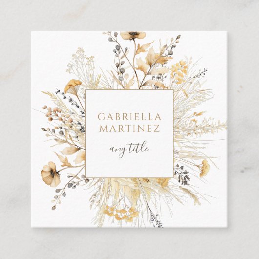 Boho Cream Terracotta Wildblume Quadratische Visitenkarte (Vorderseite)