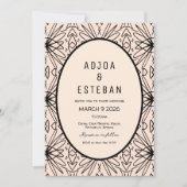 Boho Cream und Black Tribal Patyed Einladung (Vorderseite)