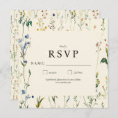 Boho Cream Wildblume RSVP-Karte (Vorne/Hinten)