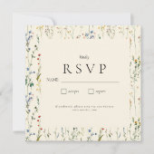 Boho Cream Wildblume RSVP-Karte (Vorderseite)