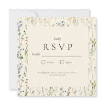 Boho Cream Wildblume RSVP-Karte