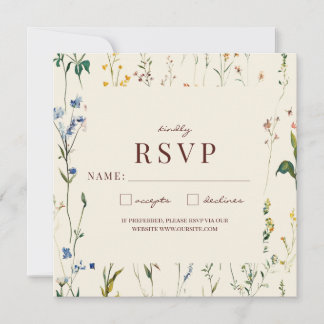 Boho Cream Wildflower RSVP-Karte (David & Jamie)