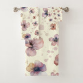 Boho-Crem-Rouge Wasserfarbe Wildblume Badhandtuch Set (Insitu)