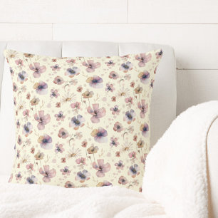 Boho-Crem-Rouge-Watercolor-Wildblume Kissen