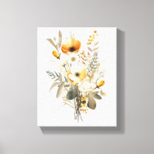 Boho Creme Beige Gelbe Blumen Botanisch