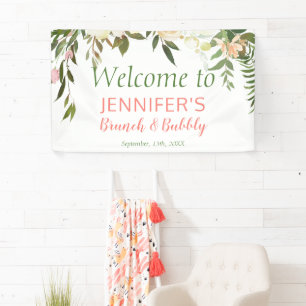 Boho Creme Rose Brunch & Bubbly Brautparty Banner