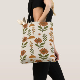 Boho-Cremfarbene und Braune Florale Tasche