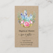 Boho Crescent Moon Crystal Cluster Pink Roses Chic Visitenkarte (Vorderseite)