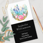 Boho Crescent Moon Crystal Cluster Pink Roses Chic Visitenkarte