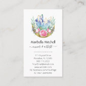 Boho Crescent Moon Crystal Cluster Pink Roses Chic Visitenkarte (Rückseite)