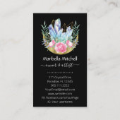 Boho Crescent Moon Crystal Cluster Pink Roses Visitenkarte (Rückseite)