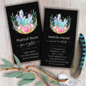 Boho Crescent Moon Crystal Cluster Pink Roses Visitenkarte