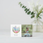 Boho Crescent Moon Crystals Pink Roses Foto Visitenkarte (Stehend Vorderseite)