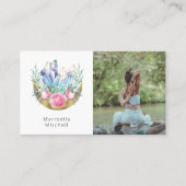 Boho Crescent Moon Crystals Pink Roses Foto Visitenkarte (Vorderseite)