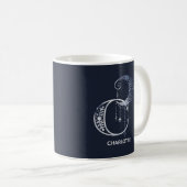 Boho Crescent Moon Mandala Mit Monogramm Letter C Kaffeetasse (VorderseiteRechts)