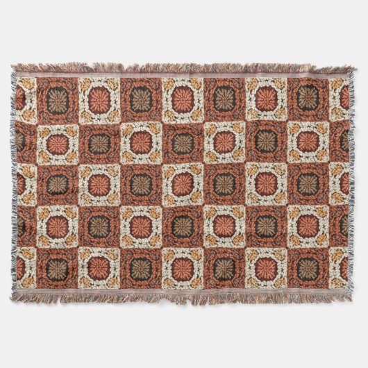Boho Crochet Granny Square Retro Floral Decke (Vorderseite)