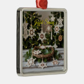 Boho Crochet Snowflake Metallische Weihnachtsfeier Ornament Aus Metall (Rechts)