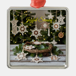 Boho Crochet Snowflake Metallische Weihnachtsfeier Ornament Aus Metall