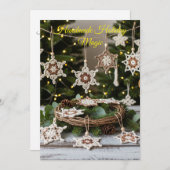 Boho Crochet Snowflake Weihnachtsschmuck Einladung (Vorne/Hinten)