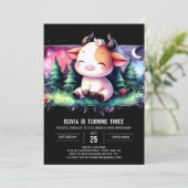 Boho Custom Cow Birthday Einladung (Stehend Vorderseite)