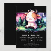 Boho Custom Cow Birthday Einladung (Vorne/Hinten)