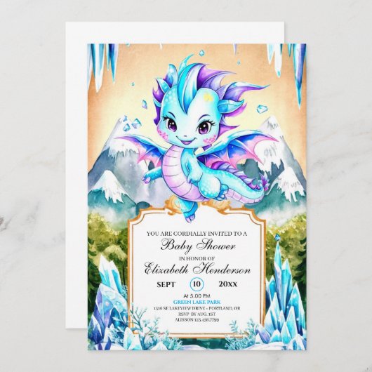 Boho Custom Dragon Baby Shower Einladung (Vorne/Hinten)