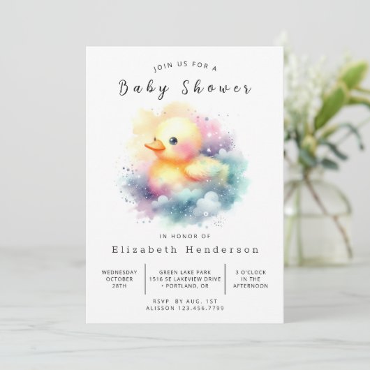Boho Custom Duck Baby Shower Einladung (Stehend Vorderseite)