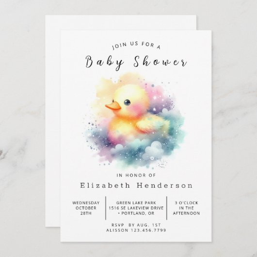 Boho Custom Duck Baby Shower Einladung (Vorne/Hinten)