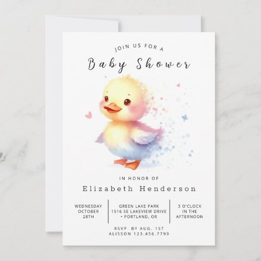 Boho Custom Duck Baby Shower Einladung (Vorderseite)