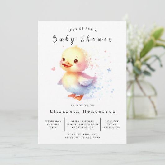Boho Custom Duck Baby Shower Einladung (Stehend Vorderseite)