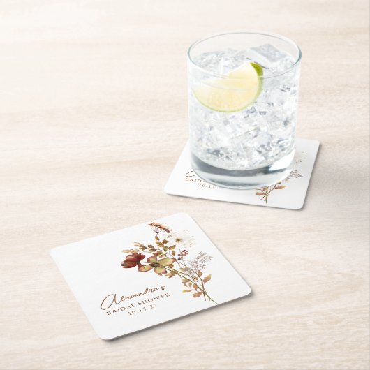 Boho Custom Earthy Nature Botanical Brautparty Rechteckiger Pappuntersetzer (Vor Ort)