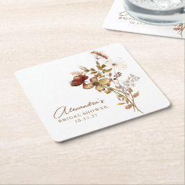 Boho Custom Earthy Nature Botanical Brautparty Rechteckiger Pappuntersetzer