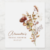Boho Custom Earthy Nature Botanical Brautparty Weinetikett (Einzelnes Label)
