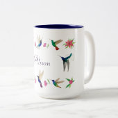 Boho Custom Hummingbirds Zweifarbige Tasse (VorderseiteRechts)