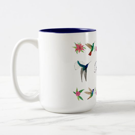 Boho Custom Hummingbirds Zweifarbige Tasse (Links)