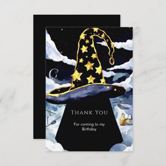 Boho Custom Magic Wizard Geburtstag Dankeskarte (Vorne/Hinten)