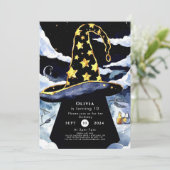 Boho Custom Magic Wizard Geburtstag Einladung (Stehend Vorderseite)