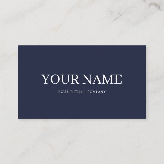 Boho Custom Navy Blue Simple Business Card Visitenkarte (Vorderseite)