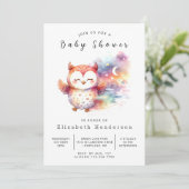 Boho Custom Owl Baby Dusche Einladung (Stehend Vorderseite)